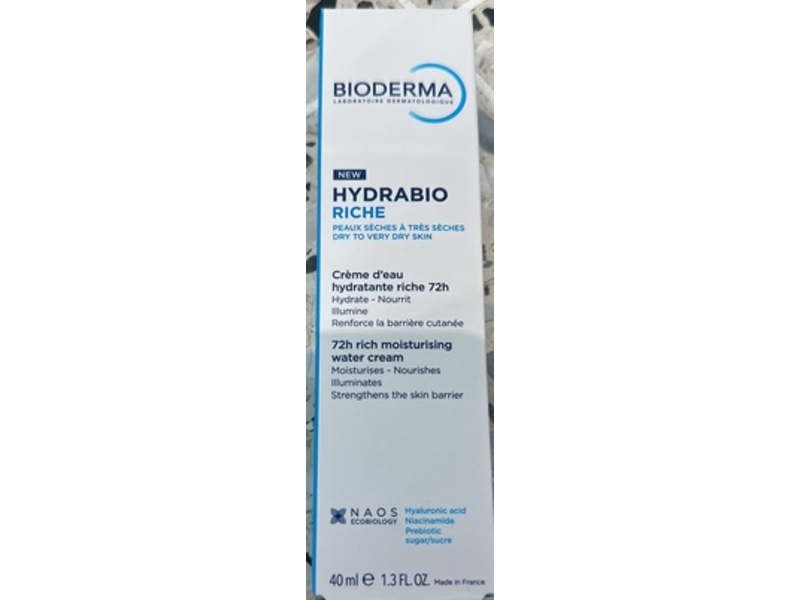 Bioderma 72h Rich Moisturising Water Cream, 1.3 fl oz/40 mL