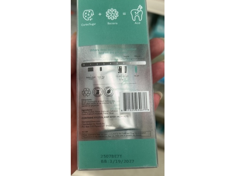 Elementa Silver Nano Toothgel, Winter Mint, 4 oz/120 g