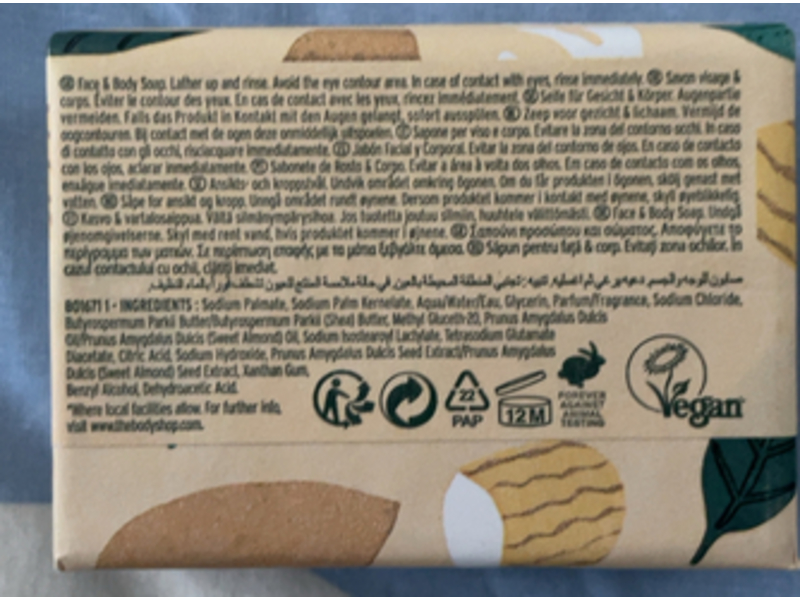 The Body Shop Cleansing Face & Body Bar, Almond Milk, 3.5 oz/100 g