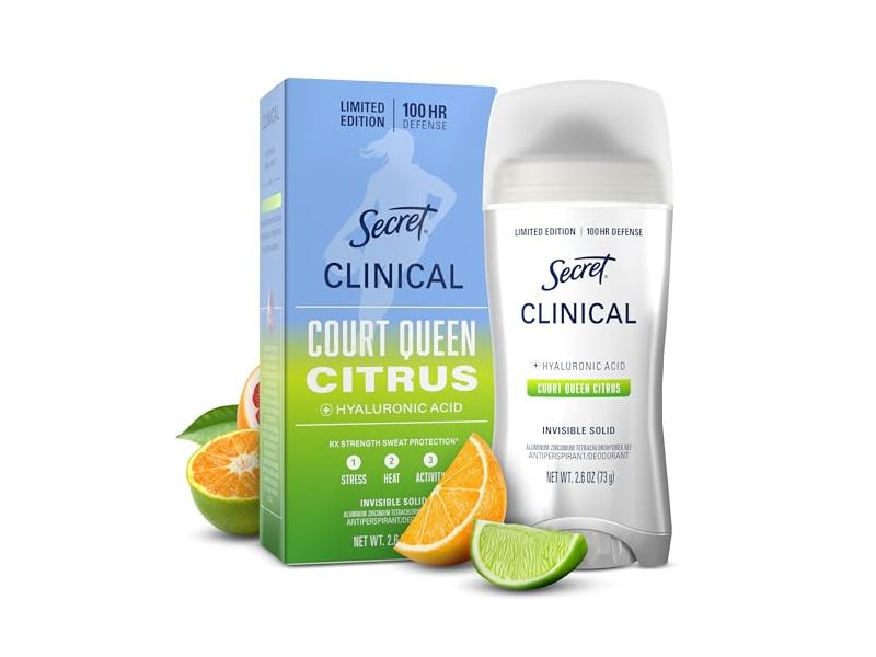 Secret Clinical Antiperspirant Deodorant, Court Queen Citrus Scent, 2.6 oz/73 g