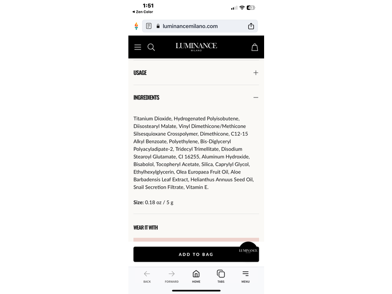 Luminance Milano Under Eye Brightener, Pink, 0.18 oz/5 g