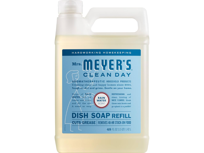 Mrs Meyer's Clean Day Dish Soap Refill, Rain Water, 48 fl oz/1.42 L