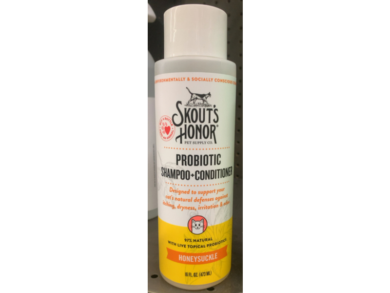 Skout's Honor Probiotic Cat Shampoo + Conditioner, Honeysuckle, 16 fl oz/473 mL