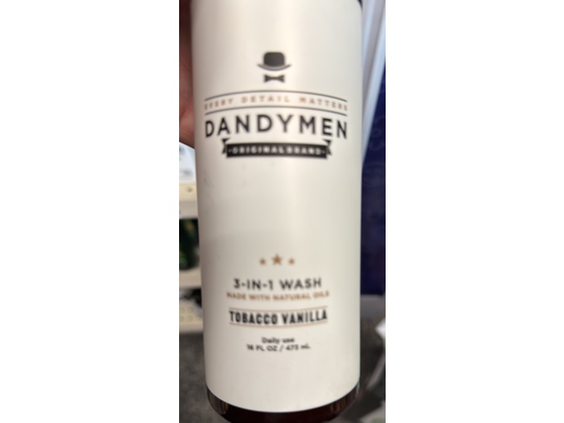 Dandymen Men 3-in-1 Wash, Tobacco Vanilla, 16 fl oz/475 mL