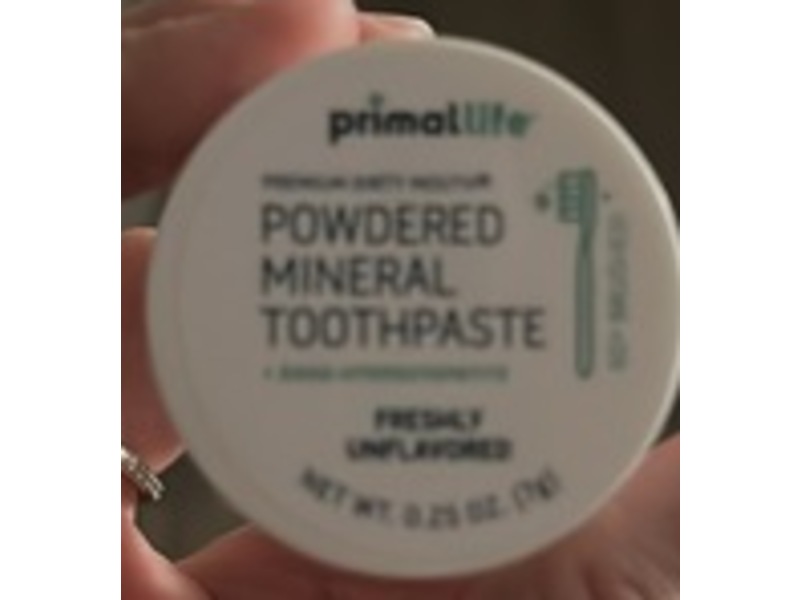 Primal Life Powdered Mineral Toothpaste, Freshly Unflavored, 0.25 oz/7 g