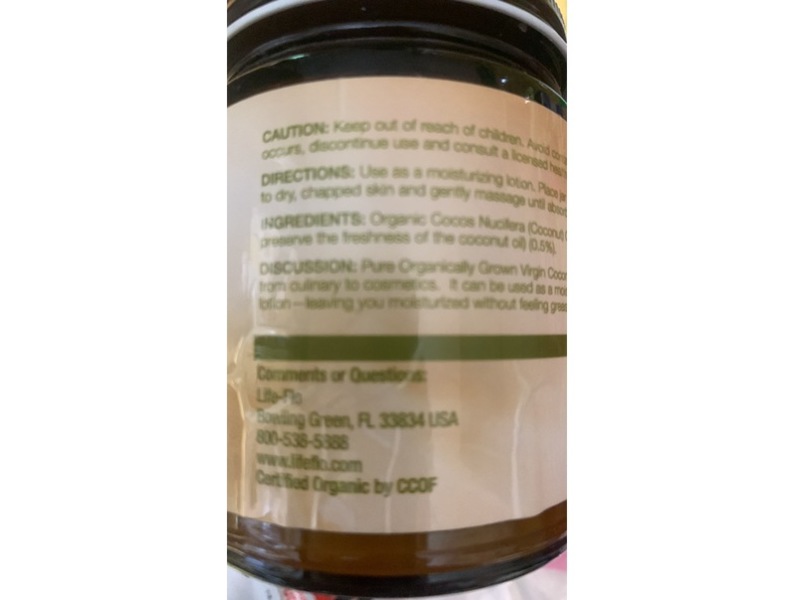 Life-Flo Pure Coconut Oil, 9 oz/266 mL