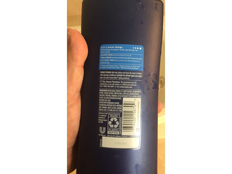 Suave Men 2-In-1 Ocean Charge Shampoo + Conditioner, 28 fl oz/828 ml
