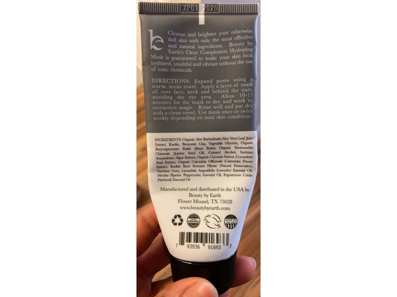 Beauty By Earth Clear Complexion Hydrating Face Mask, 4 fl oz/120 mL