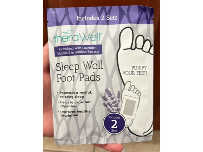 Therawell Sleep Well Foot Pads, Lavender Vitamin E & Bamboo Extracts, 2 Count