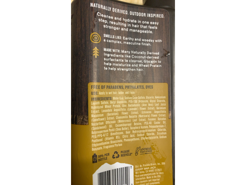 Every Man Jack 2 In 1 Shampoo + Conditioner, Sandalwood, 13.5 fl oz/400 mL