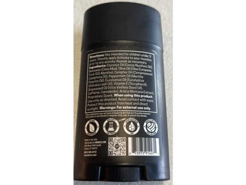 Muscle MX Activate+ Advanced Heat Relief CBD Balm, 2.5 oz/75 g