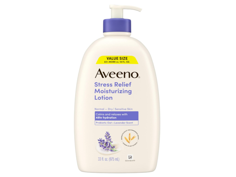 Aveeno Stress Relief Moisturizing Lotion, Lavender Scent, 33 fl oz/975 mL