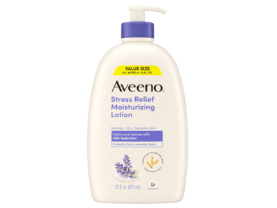Aveeno Stress Relief Moisturizing Lotion, Lavender Scent, 33 fl oz/975 mL