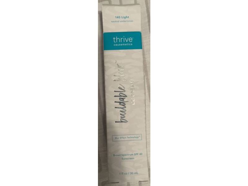 Thrive Causemetics Buildable Cc Cream, SPF 40, 140 Light, 1 fl oz/30 mL