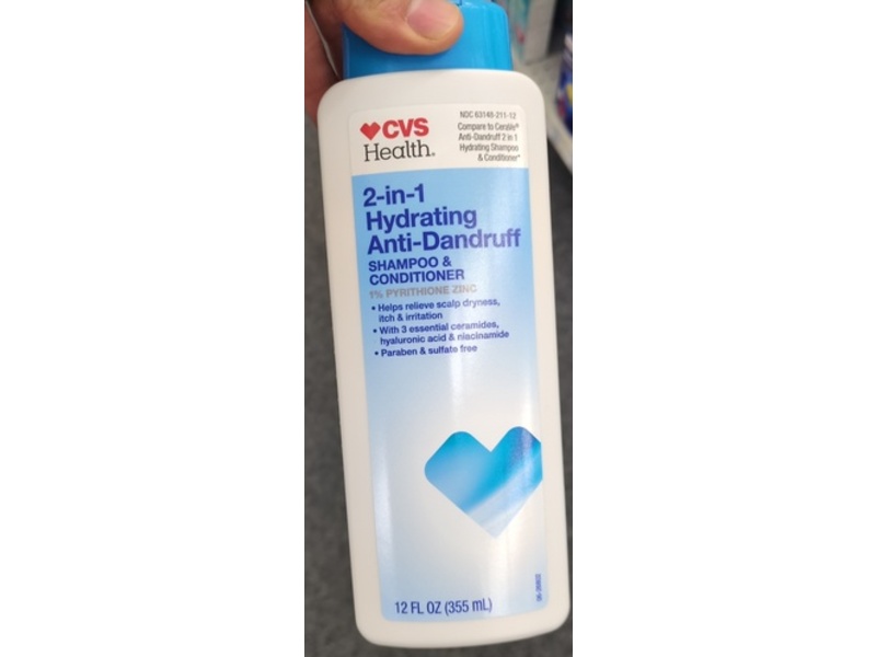CVS Health 2 In 1 Hydrating Anti-Dandruff Shampoo & Conditioner, 1% Pyrithione, 12 fl oz/355 mL