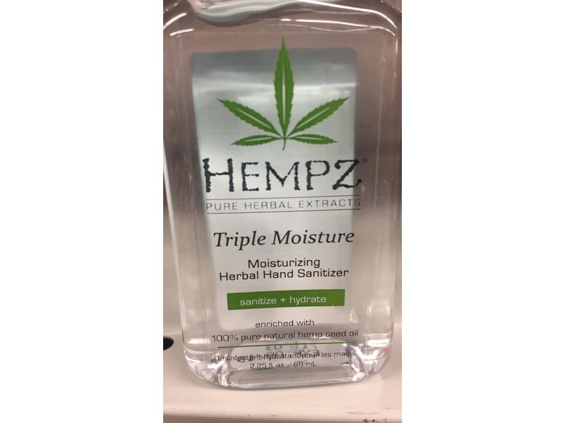 Hempz Triple Moisture Moisturizing Herbal Hand Sanitizer, Sanitize + Hydrate, 2.25 fl oz/66 ml