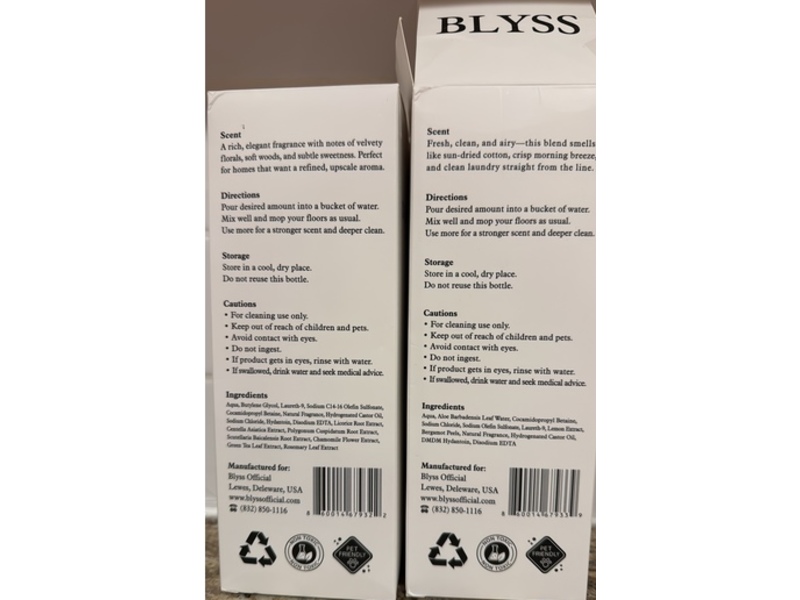 BLYSS Mop Soap, Royalty & Sunwashed Linen, 16.9 fl oz/500 mL, 2 Count