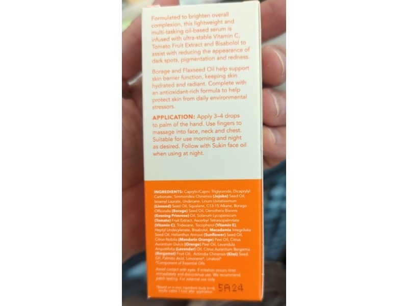 Sukin Natural Actives Brightening Serum, Ultra Stable Vitamin C, 0.85 fl oz/25 mL