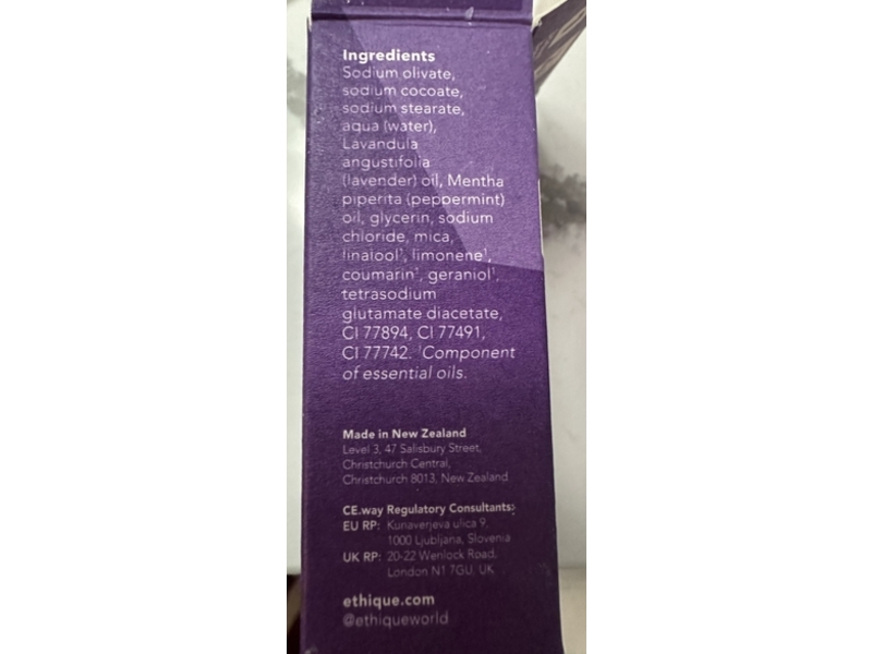 Ethique Refreshing Soap Bar, Lavender & Peppermint, 4.23 oz/120 g