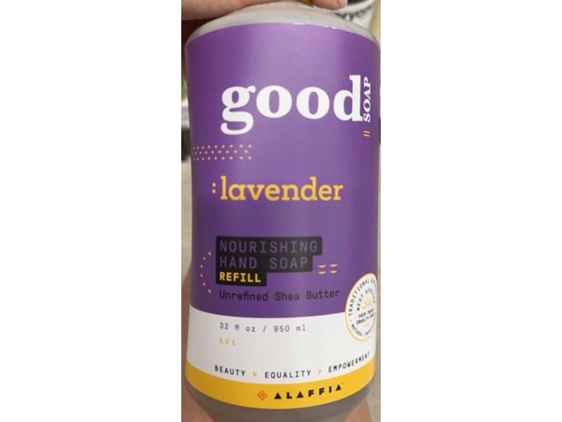 Alaffia Good Soap Nourishing Soap Hand Soap, Lavender, Shea Butter, 32 fl oz/950 mL