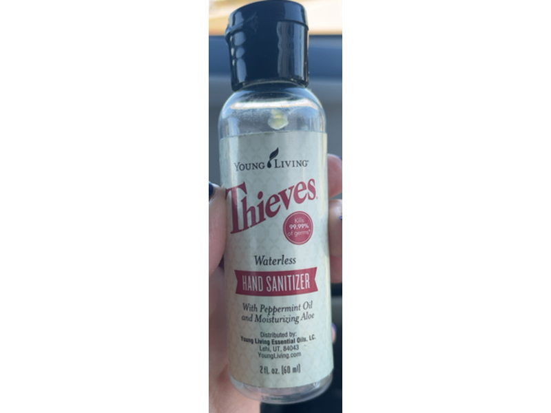 Young Living Thieves Waterless Hand Sanitizer, Peppermint Oil & Moisturizing Aloe, 2 fl oz/60 mL