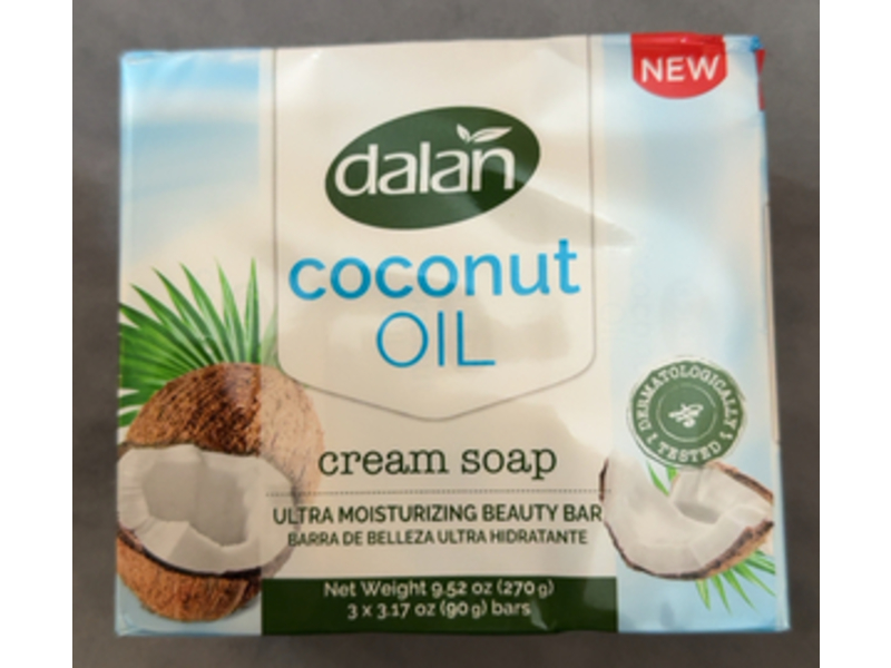 Dalan Ultra Moisturizing Beauty Cream Bar Soap, Coconut Oil, 3.17 oz/90 g, 3 Count