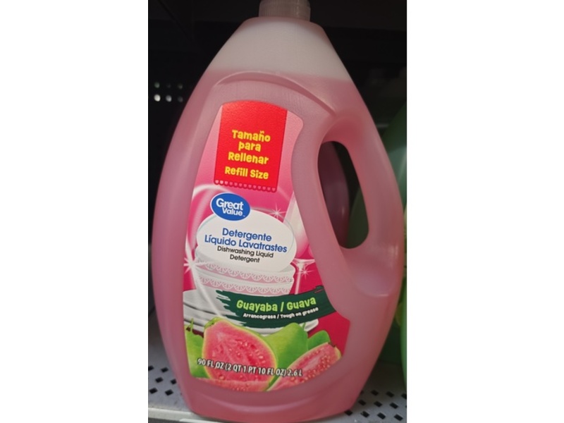 Great Value Guava Dishwashing Liquid Detergent, Guava, 90 fl oz/2.6 L