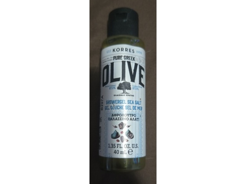 Korres Pure Greek Olive Shower Gel, Sea Salt, 1.35 fl oz/40 mL