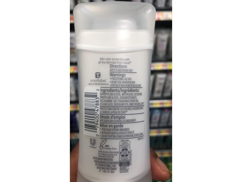 Dove 0% Aluminum Deodorant, Stick Rose Petals, 2.6 oz/74 g