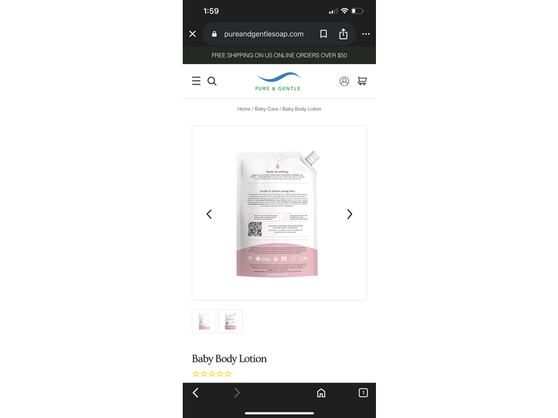 Pure & Gentle Baby Lotion, 16 fl oz/473 mL