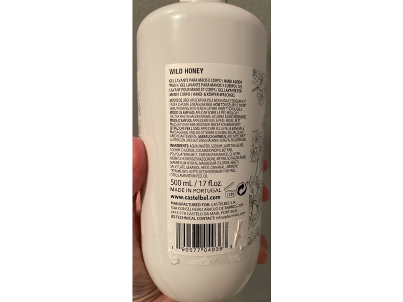 Castelbel Porto Cleansing Hand Wash, Wild Honey, 17 fl oz/500 mL