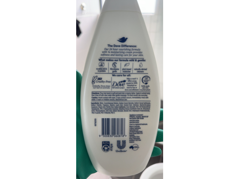 Dove Triple Moisturising Body Wash, Moisturising Cream, 16.9 fl oz/500 mL