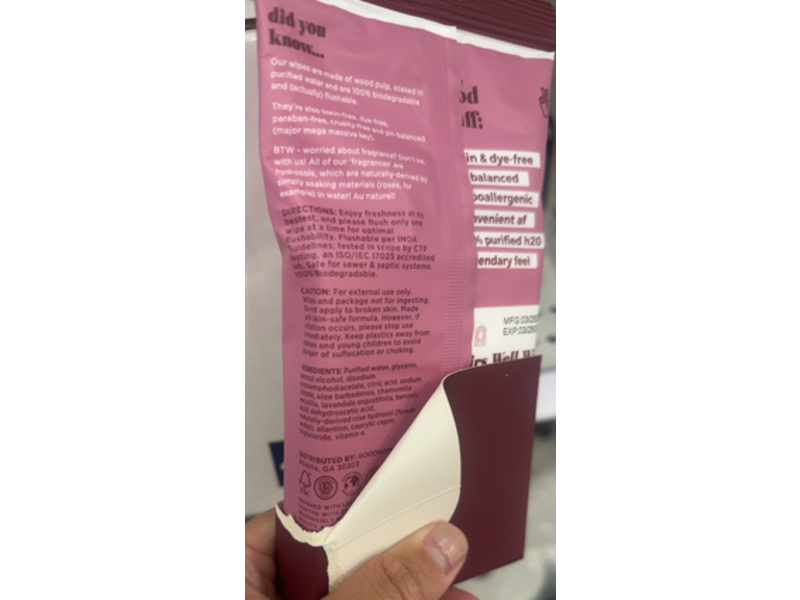 Good Wipes Down There Wipes, Rosewater,20 Count