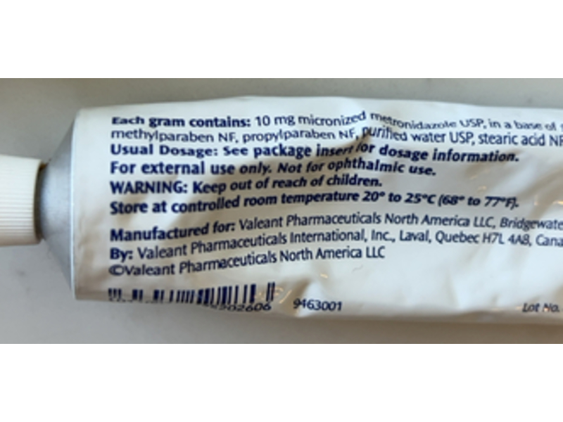 Noritate (metronidazole) Cream 1%, 60 g Valeant Pharmaceuticals International (RX)