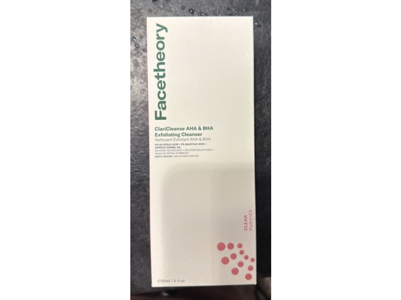 Facetheory Claricleanse AHA & BHA Exfoliating Cleanser, Clear Purifier, 5 fl oz/150 mL