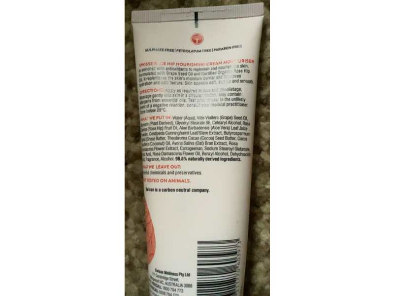 Swisse Rose Hip Nourishing Cream Moisturizer, 4.2 fl oz/125 mL