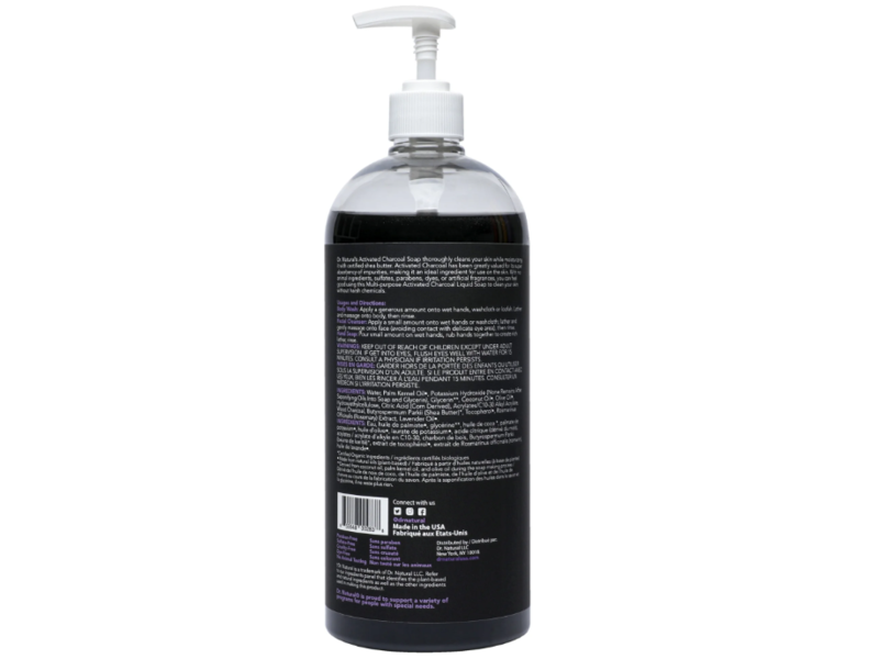 Dr. Natural Activated Charcoal Multi-Purpose Liquid Soap, Lavender, 32 fl oz/946 mL