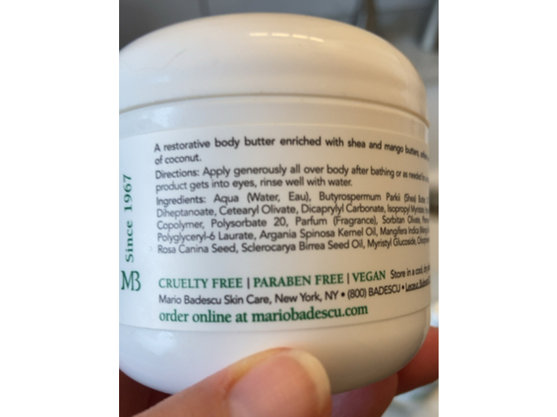 Mario Badescu Skin Care, Coconut Body Butter, 4 oz/113 g