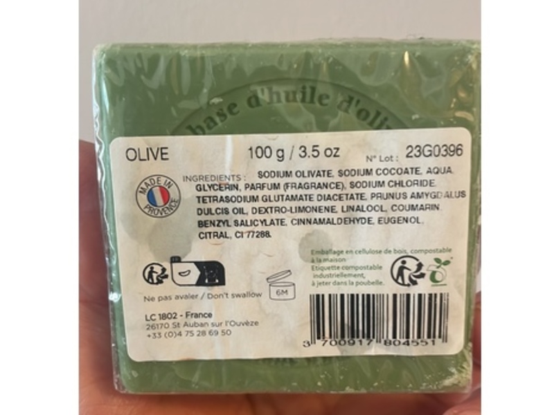 Le Chatelard 1802 Soap, Olive, 3.5 oz/100 g