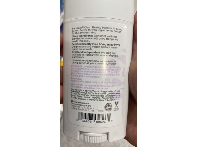 Purezero Clean Beauty Deodorant, Lavender, 2.65 oz/75 g