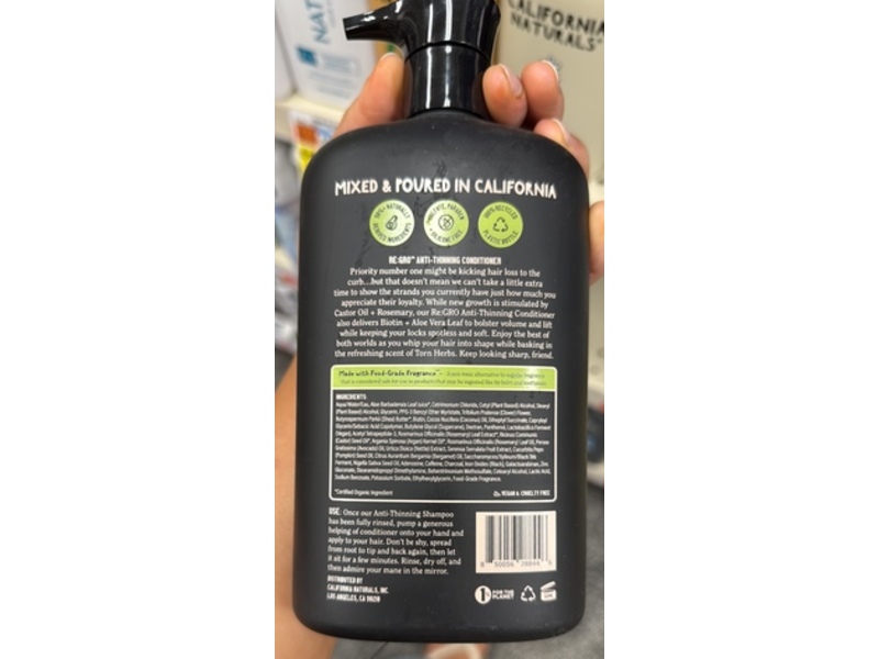 California Naturals Mens Thick & Full Anti-thinning Conditioner, 16.5 fl oz/487 mL