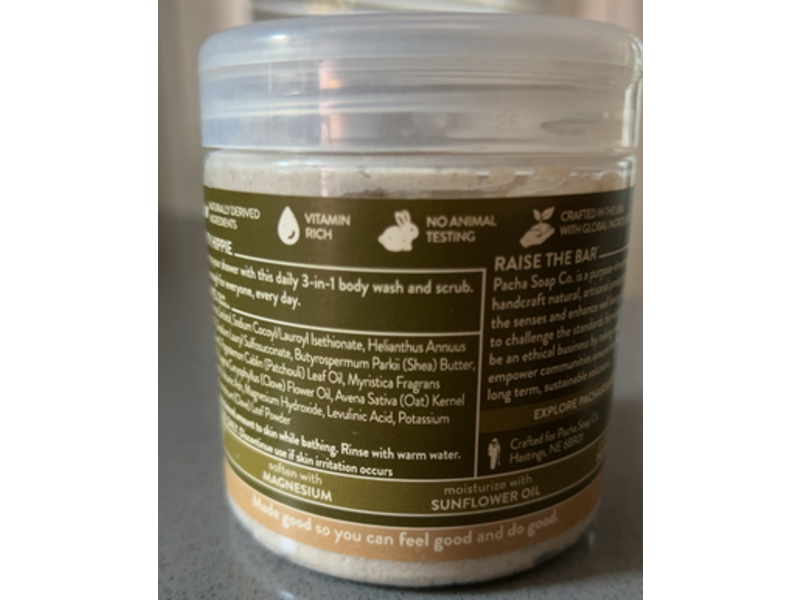 Pacha Soap Dirty Hippie Whipped Soap + Scrub, Grounding Patchouli & Clove, 8 oz/227 g