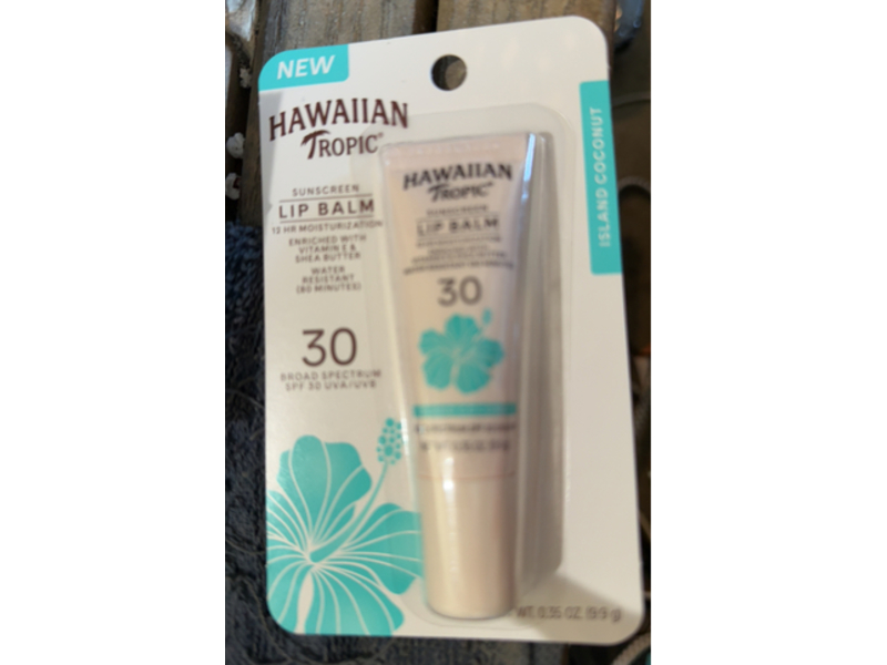 Hawaiian Tropic Sunscreen Lip Balm, SPF 30, Island Coconut, 0.35 oz/9.9 g