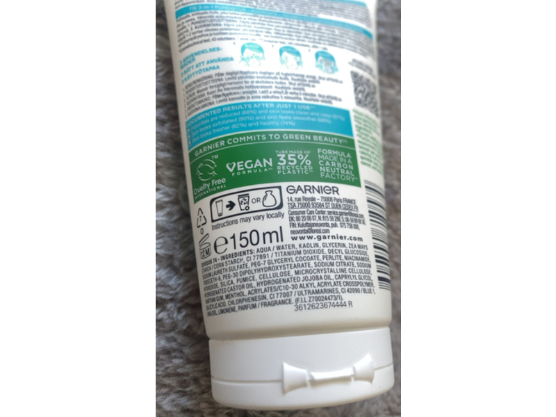 Garnier Skin Active 3 in 1 Clay Wash Scrub & Mask, 150 mL