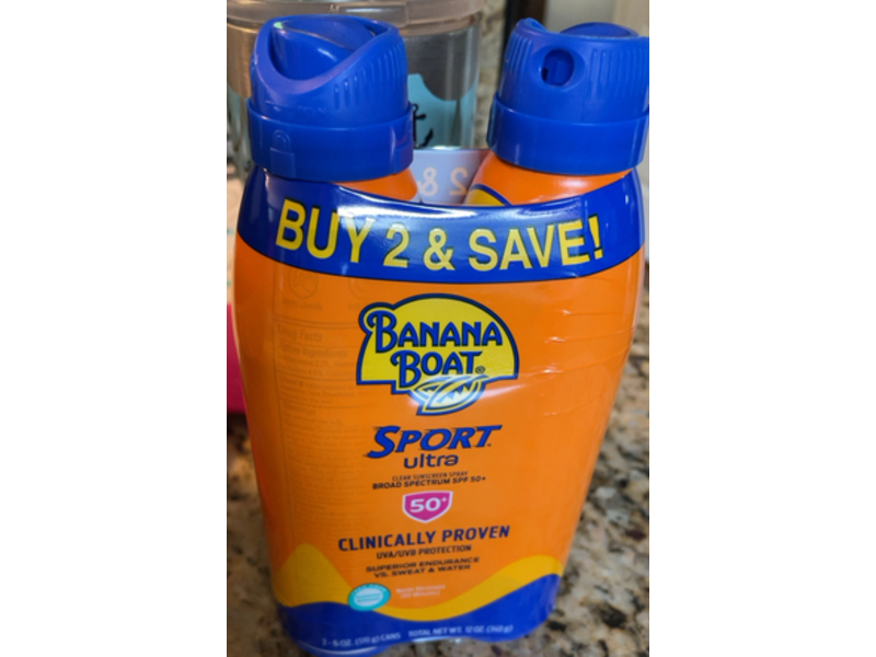 Banana Boat Ultra Sport Clear Spray, SPF 50, 12 fl oz/340 g, 2 Count