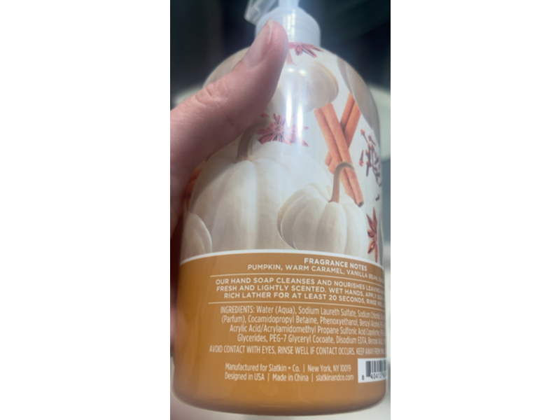 Slatkin&Co. HomeWorx Spiced Vanilla Pumpkin Gel Hand Soap, Essential Oils, 22 fl oz/650 mL