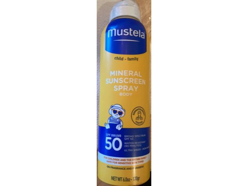 Mustela Baby Mineral Body Sunscreen Spray, SPF 50, 6 oz/170 g
