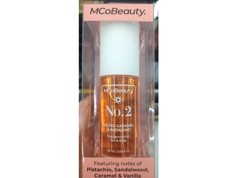 MCoBeauty No. 2 Hair & Body Fragrance Mist, Salted Caramel & Pistachio, 3.04 fl oz/90 mL