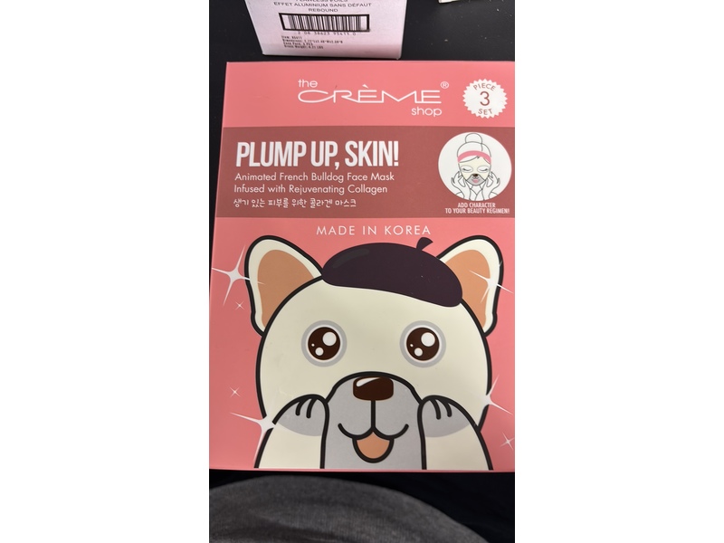 The Creme Shop Plump Up, Skin! Animated French Bulldog Face Mask, Pack Of 3