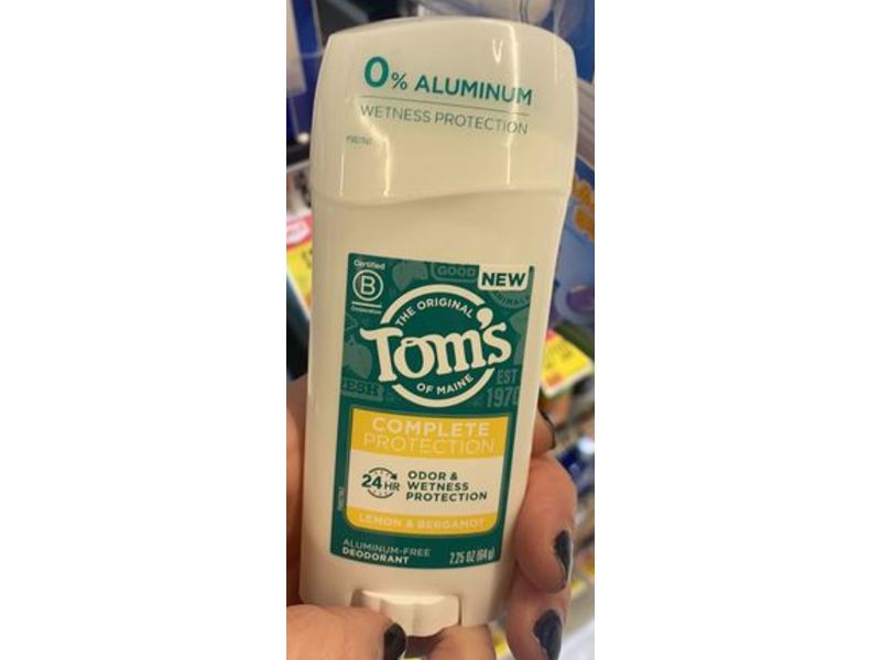 Tom's Of Maine Complete Protection Deodorant, Lemon & Bergamot, 2.25 oz/64 g, Pack Of 3